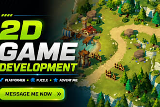 do custom 2d game development, 2d game art design, platformer game developer