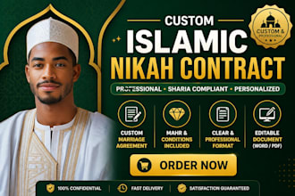 write a custom islamic marriage contract and nikah agreement sharia compliant
