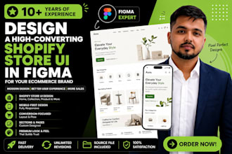create a modern shopify store UI UX design in figma for ecommerce UX UI