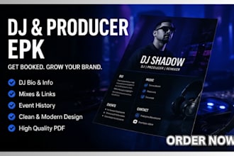 create a professional dj epk press kit for bookings events and promoters