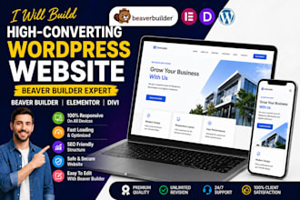 create a modern wordpress website using beaver builder, elementor or divi