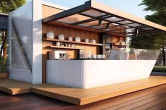 design modern retail store kiosk and shop 3d rendering