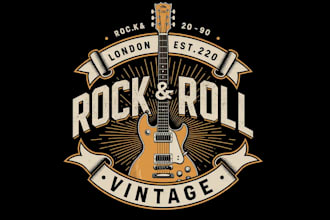 design a vintage rock band logo with retro, grunge, or hand drawn style