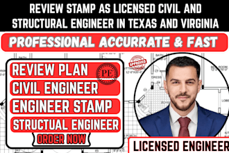 usa review stamp as licensed civil and structural engineer in texas and virginia