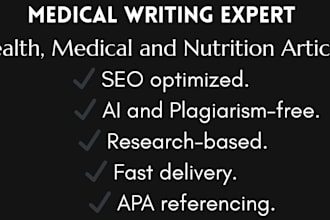 write professional health, medical and nutrition articles