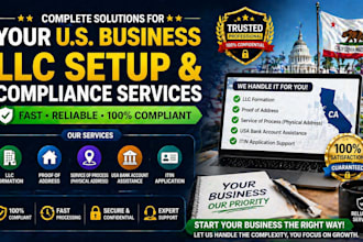 set up llc, proof of address, service physical address, USA bank account, itin