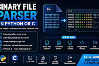 develop binary file parser in python or c for custom data processing
