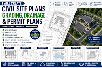 create civil site plans, grading, drainage and permit plans