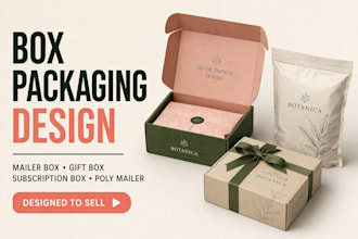 do box design, mailer box, subscription box, poly mailer, gift box with mockup