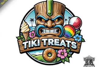 design a unique tiki bar logo, tropical cocktail bar branding