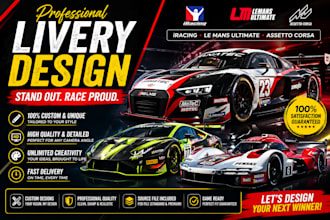 design your car livery wrap on iracing, lemans ultimate, and assetto corsa