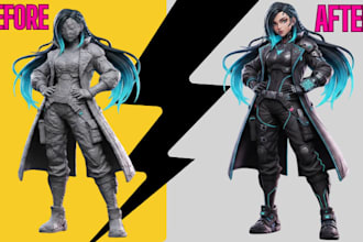 fix ai 3d game model 3d game character modification fbx obj stl file correction