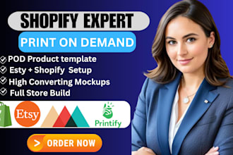 set up etsy pod store, shopify print on demand store with printful printify pod