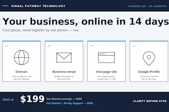 get your business online with domain, email, and a one page site