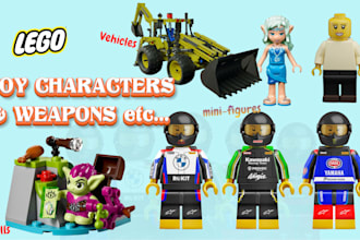 design 3d lego minifigure, 3d car model, toy design, xml partlist for 3d print