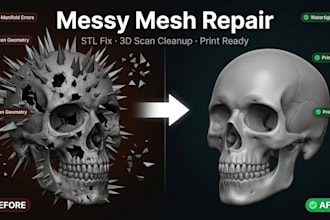 fix messy mesh, repair stl file and cleanup 3d scan for printing