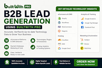provide builtwith pro technology and ecommerce reports lead generation