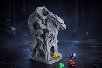 sculpt medieval castle 3d dice tower, dnd dice tower, fantasy 3d dice tower stl
