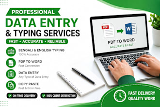 bengali or english typing, PDF to word, copy paste