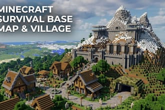 build minecraft survival base, minecraft map, minecraft village, minecraft base
