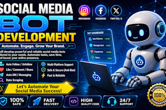 social media bots for instagram tiktok youtube using python API automation