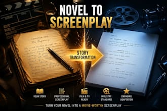 adapt your novel into a screenplay, film script, tv series, or movie script