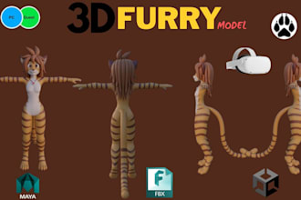 make a custom vrchat furry avatar furry 3d model made for pc and quest