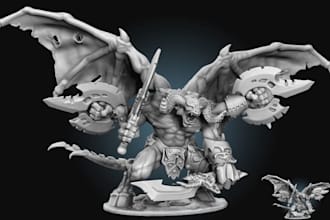 create custom 3d character sculpting for 3d printing, stl miniature model