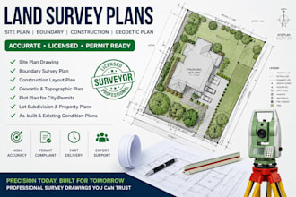 draw licensed land survey plans site plan boundary construction,  geodetic plan