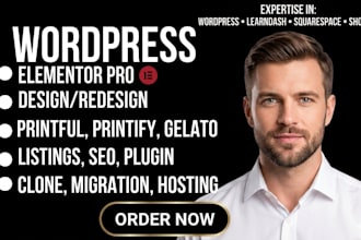 clone revamp wordpress learndash squarespace shopify elementor printful printify
