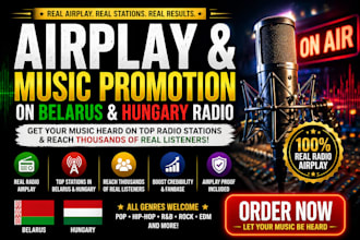 do unique airplay, music promotion on  belarus and hungary radio