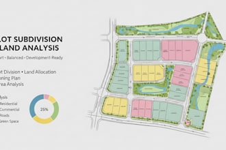prepare real estate plot subdivision plan with land allocation analysis