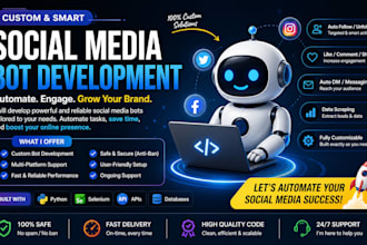 develop social media bots for instagram tiktok youtube using python API