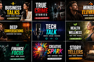 a professional podcast and interview youtube thumbnail