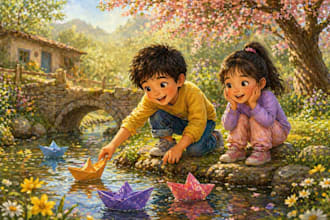 draw childrens book illustration and storybook cover
