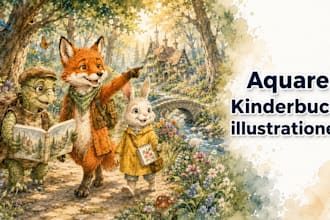 aquarell kinderbuchillustration für kinderbuch geschichtenbuch buchillustration