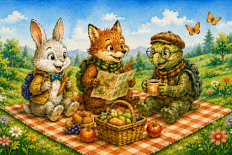 aquarell kinderbuchillustration für kinderbuch geschichtenbuch buchillustration