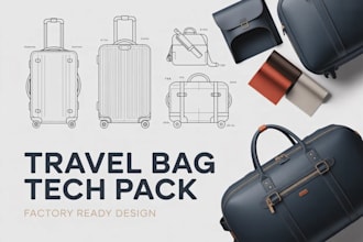 design luggage travel bag duffel bag tech pack ready for factory production