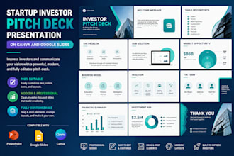 design startup pitch deck powerpoint and canva presentation slides