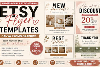 create etsy flyer templates canva promo graphics etsy product marketing