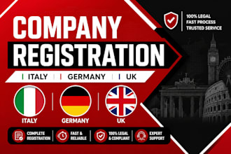 register your company in UK, germany and italy