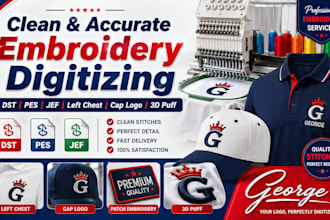 digitize left chest logo embroidery to dst pes with fast delivery