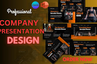 design company presentation, investor pitch deck, company profile powerpoint