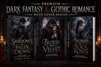 design a premium gothic romance ebook cover and dark fantasy book cover