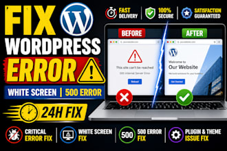 fix wordpress critical error, white screen and 500 error fast