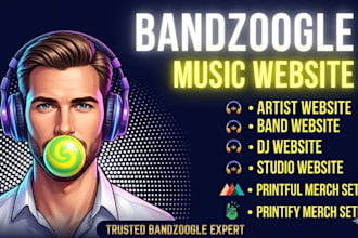 design bandzoogle website dj website printful printify bandzoogle music website