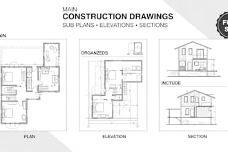create complete construction drawing set with plans elevations and sections