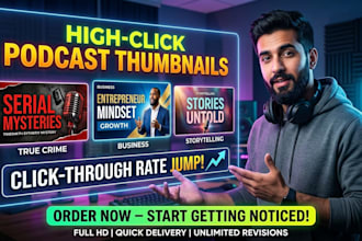 design clickable podcast thumbnail design for spotify and youtube