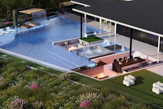 3d design luxury backyard pool design
