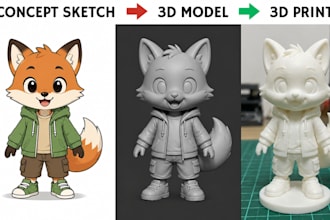 convert 2d to 3d printable model stylized 3d character design 2d to 3d model